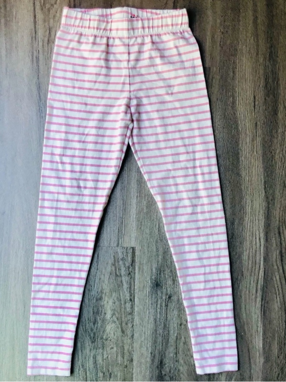 Mini Boden Striped Leggings Youth 11-12 152 cm Pink Cream Whimsical Stretchy Fun